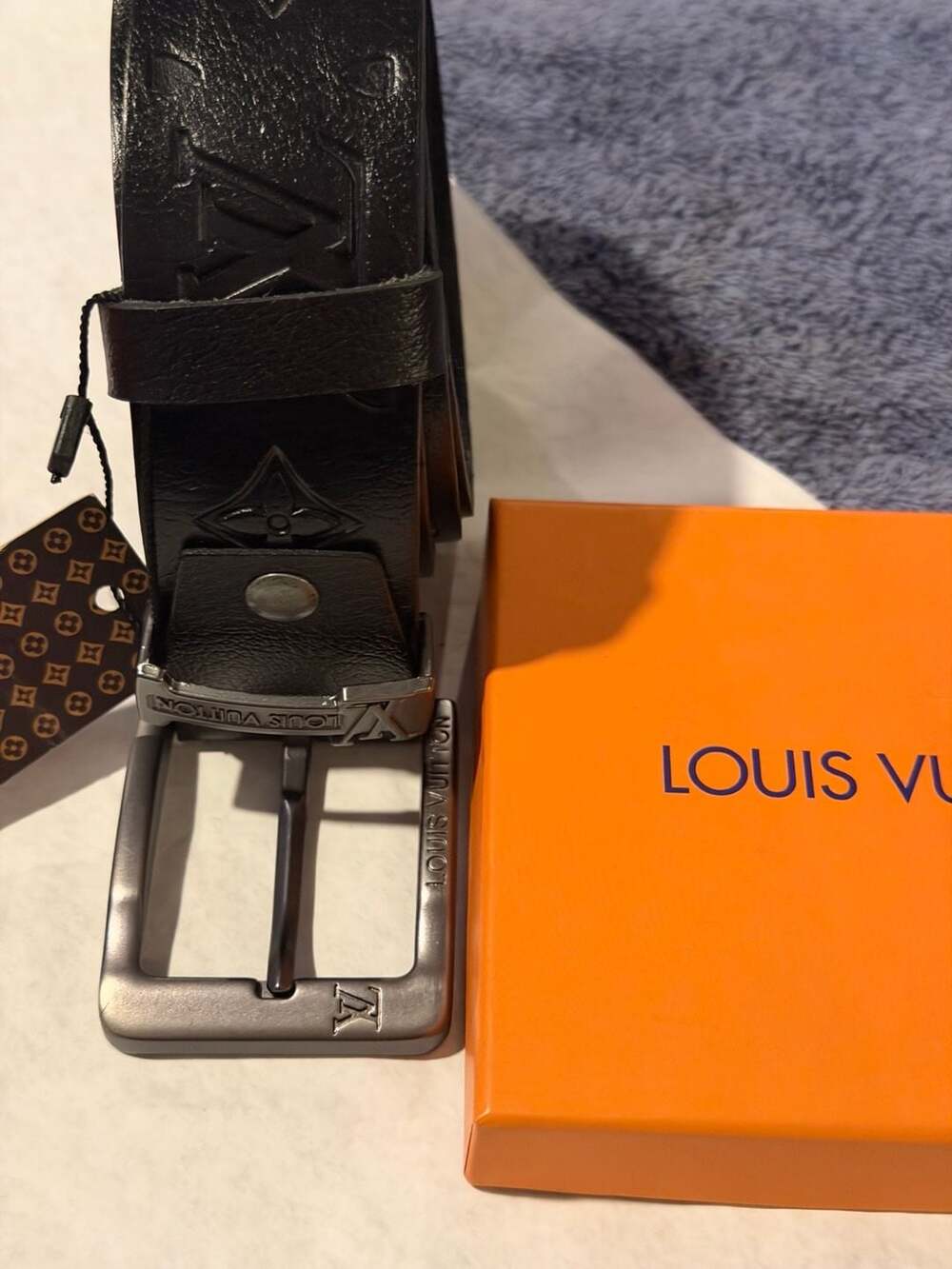 Louis Vuitton Monogram Embossed Leather Belt Black